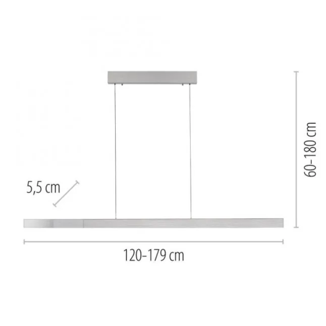 LED Pendelleuchte aluminium ADRIANA SQUARE, dimmer, ausziehbar, warm- bis kaltweiß
