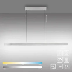LED Pendelleuchte aluminium ADRIANA SQUARE, dimmer, ausziehbar, warm- bis kaltweiß