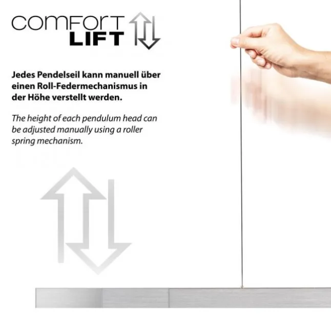 LED Pendelleuchte aluminium ADRIANA SQUARE, dimmer, ausziehbar, warm- bis kaltweiß