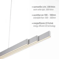 LED-Pendelleuchte, aluminium, höhenverstellbar, ausziehbar