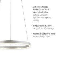 LED Pendelleuchte aluminium rund Ø40cm dimmbar Switchmo warmweiß