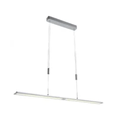 LED Pendelleuchte, aluminiumfarben, höhenverstellbar, dimmbar, modern