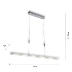 LED Pendelleuchte, aluminiumfarben, höhenverstellbar, dimmbar, modern
