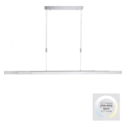 LED-Pendelleuchte, aluminiumfarben, lineare Form, verstellbare Leuchtkörper