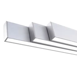 LED-Pendelleuchte, aluminiumfarben, lineare Form, verstellbare Leuchtkörper
