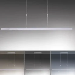 LED-Pendelleuchte, aluminiumfarben, lineare Form, verstellbare Leuchtkörper
