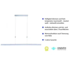 LED-Pendelleuchte, aluminiumfarben, lineare Form, verstellbare Leuchtkörper