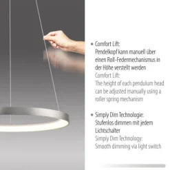 LED Pendelleuchte aluminium höhenverstellbar dimmbar Memoryfunktion