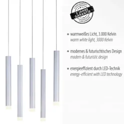 LED-Pendelleuchte Alu silber warmweiß, IP20, Innenleuchte