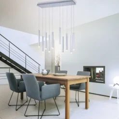 LED-Pendelleuchte Alu silber warmweiß, IP20, Innenleuchte