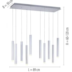 LED-Pendelleuchte Alu silber warmweiß, IP20, Innenleuchte