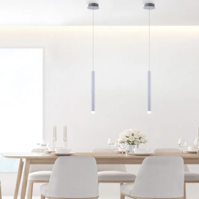 LED-Pendelleuchte Alu silber warmweiß, IP20, Innenleuchte