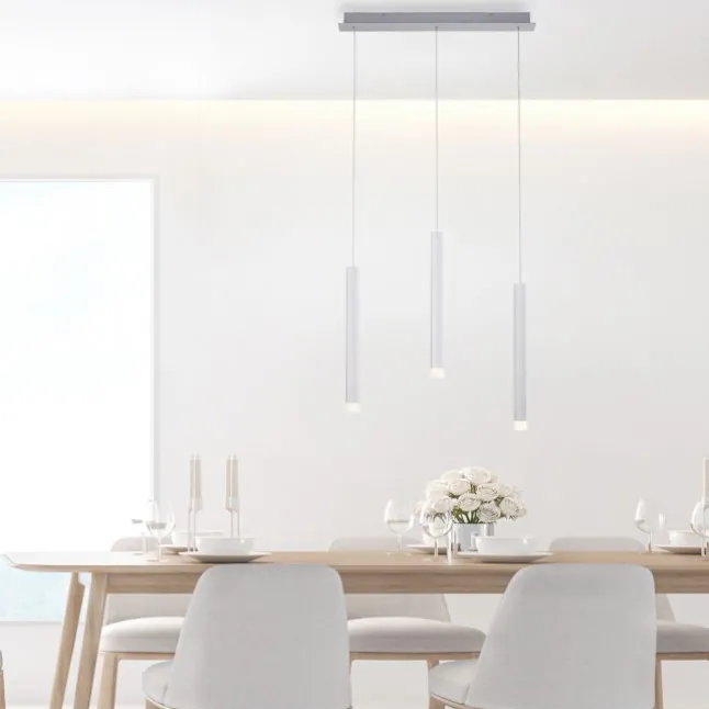 LED-Pendelleuchte Alu silber warmweiß, IP20, Innenleuchte