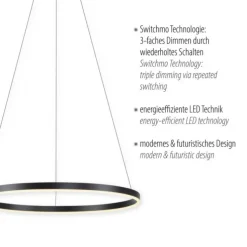 LED Pendelleuchte anthrazit rund Ø60cm dimmbar Switchmo warmweiß