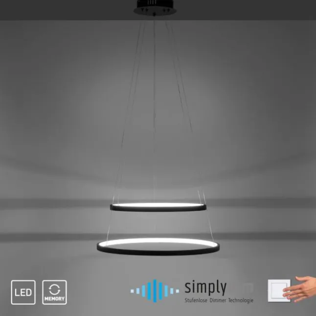 LED-Pendelleuchte anthrazit stufenlos dimmbar Memoryfunktion