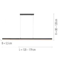 LED-Pendelleuchte, anthrazit, dimmbar, Innenleuchte, IP20,CCT