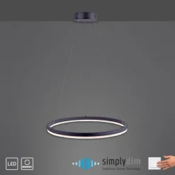 LED Pendelleuchte, anthrazit, runde Form, dimmbar, Memory Funktion, modern