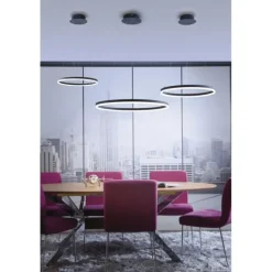 LED Pendelleuchte, anthrazit, runde Form, dimmbar, Memory Funktion, modern