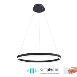 LED Pendelleuchte, anthrazit, runde Form, dimmbar, Memory Funktion, modern