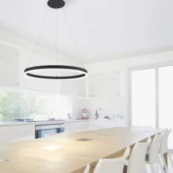 LED Pendelleuchte, anthrazit, runde Form, dimmbar, Memory Funktion, modern