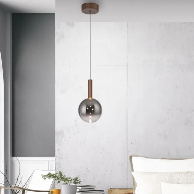 LED Pendelleuchte BOWL, braun, 1-flammig,dimmbar, höhenverstellbar