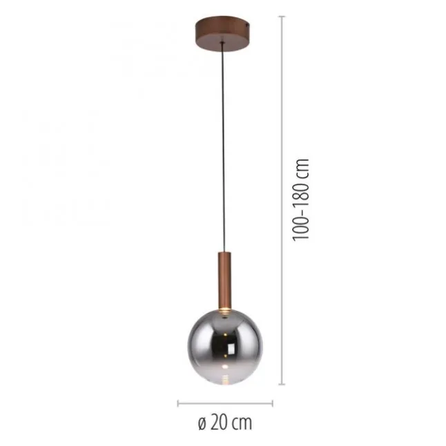 LED Pendelleuchte BOWL, braun, 1-flammig,dimmbar, höhenverstellbar