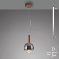 LED Pendelleuchte BOWL, braun, 1-flammig,dimmbar, höhenverstellbar