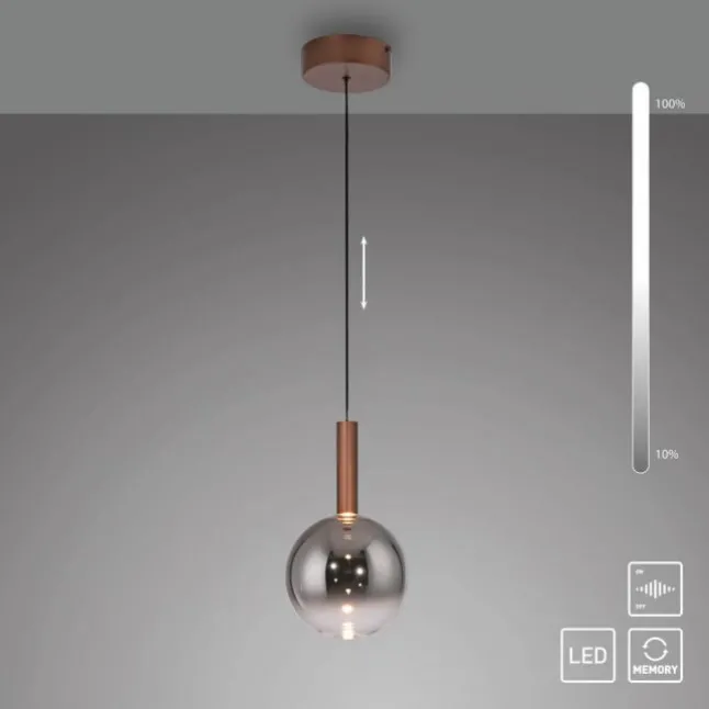 LED Pendelleuchte BOWL, braun, 1-flammig,dimmbar, höhenverstellbar