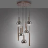 LED Pendelleuchte BOWL, braun, rund, 9-flammig, dimmbar, höhenverstellbar