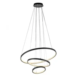 LED Pendelleuchte CERCHI, schwarz, Ringform, höhenverstellbar
