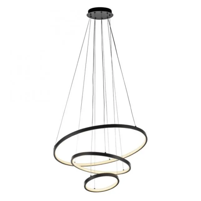 LED Pendelleuchte CERCHI, schwarz, Ringform, höhenverstellbar
