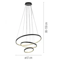 LED Pendelleuchte CERCHI, schwarz, Ringform, höhenverstellbar