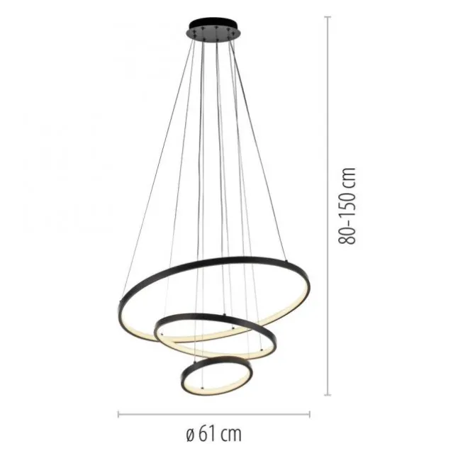 LED Pendelleuchte CERCHI, schwarz, Ringform, höhenverstellbar