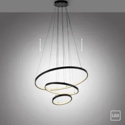 LED Pendelleuchte CERCHI, schwarz, Ringform, höhenverstellbar