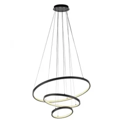 LED Pendelleuchte CERCHI, schwarz, Ringform, höhenverstellbar