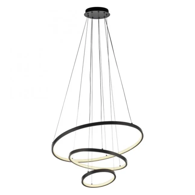 LED Pendelleuchte CERCHI, schwarz, Ringform, höhenverstellbar