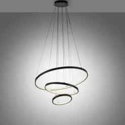 LED Pendelleuchte CERCHI, schwarz, Ringform, höhenverstellbar
