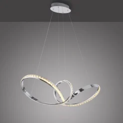 LED Pendelleuchte chrom geschwungen dimmbar Kristallabdeckung modern