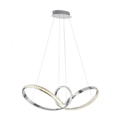 LED Pendelleuchte chrom geschwungen dimmbar Kristallabdeckung modern