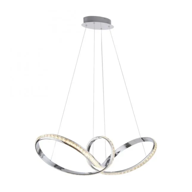 LED Pendelleuchte chrom geschwungen dimmbar Kristallabdeckung modern