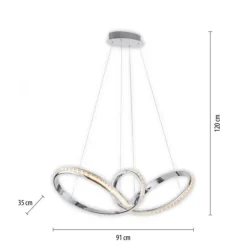 LED Pendelleuchte chrom geschwungen dimmbar Kristallabdeckung modern