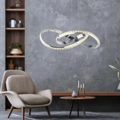 LED Pendelleuchte chrom mit kristall dimmbar per Simplydim Memoryfunktion