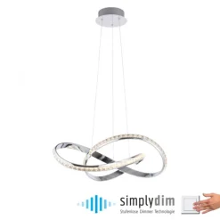LED Pendelleuchte chrom mit kristall dimmbar per Simplydim Memoryfunktion