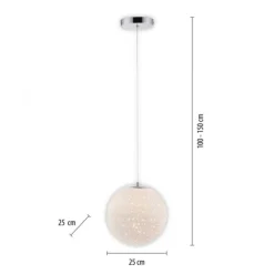 LED Pendelleuchte chrom weißes Opalglas 25cm höhenverstellbar