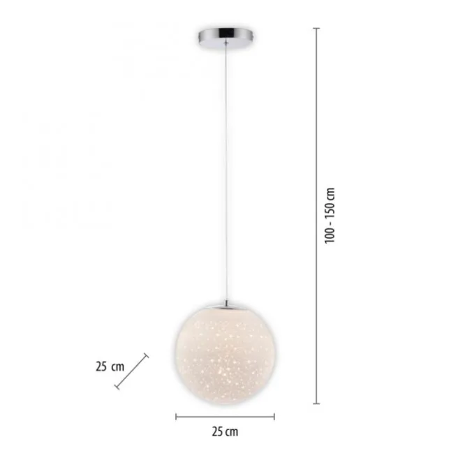 LED Pendelleuchte chrom weißes Opalglas 25cm höhenverstellbar