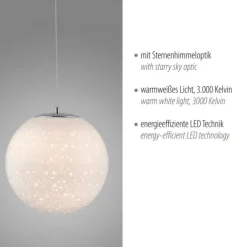 LED Pendelleuchte chrom weißes Opalglas 25cm höhenverstellbar