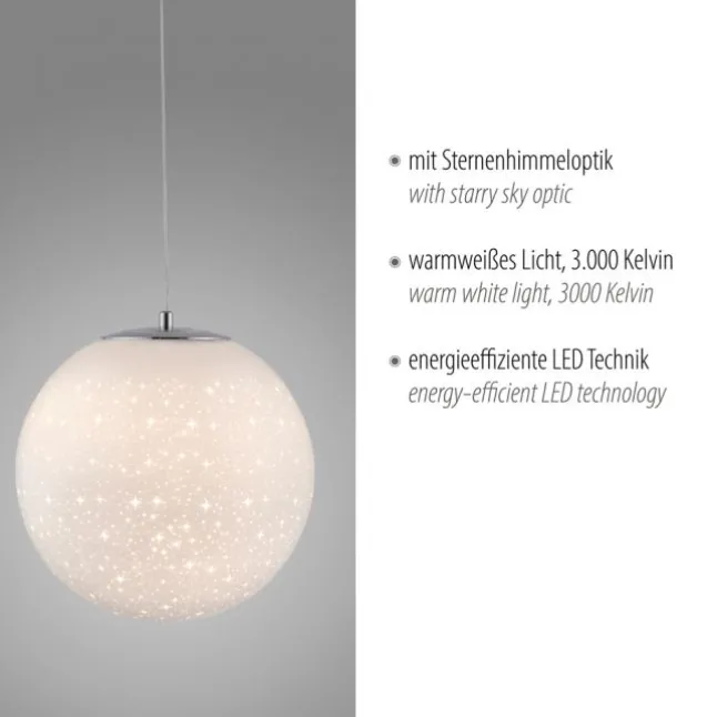 LED Pendelleuchte chrom weißes Opalglas 25cm höhenverstellbar