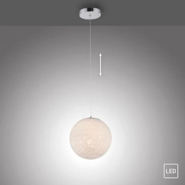 LED Pendelleuchte chrom weißes Opalglas 25cm höhenverstellbar