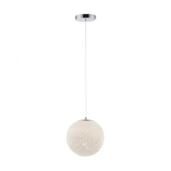 LED Pendelleuchte chrom weißes Opalglas 25cm höhenverstellbar