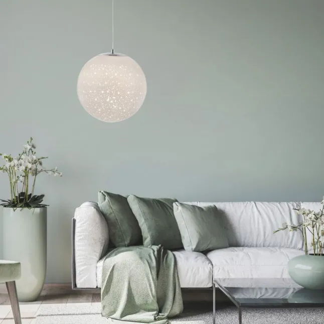 LED Pendelleuchte chrom weißes Opalglas 25cm höhenverstellbar